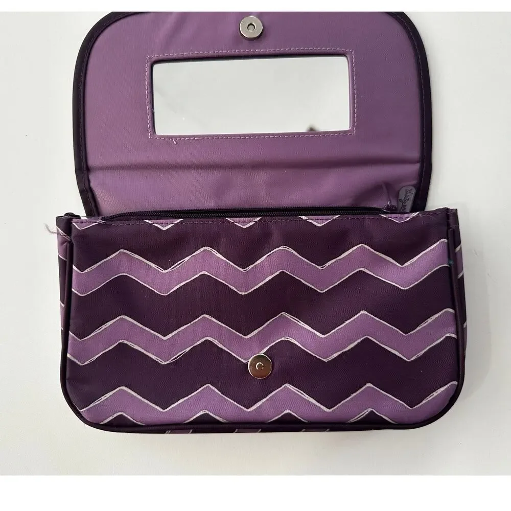 Thirty-One Purple Chevron Make-Up Bag with Mirror